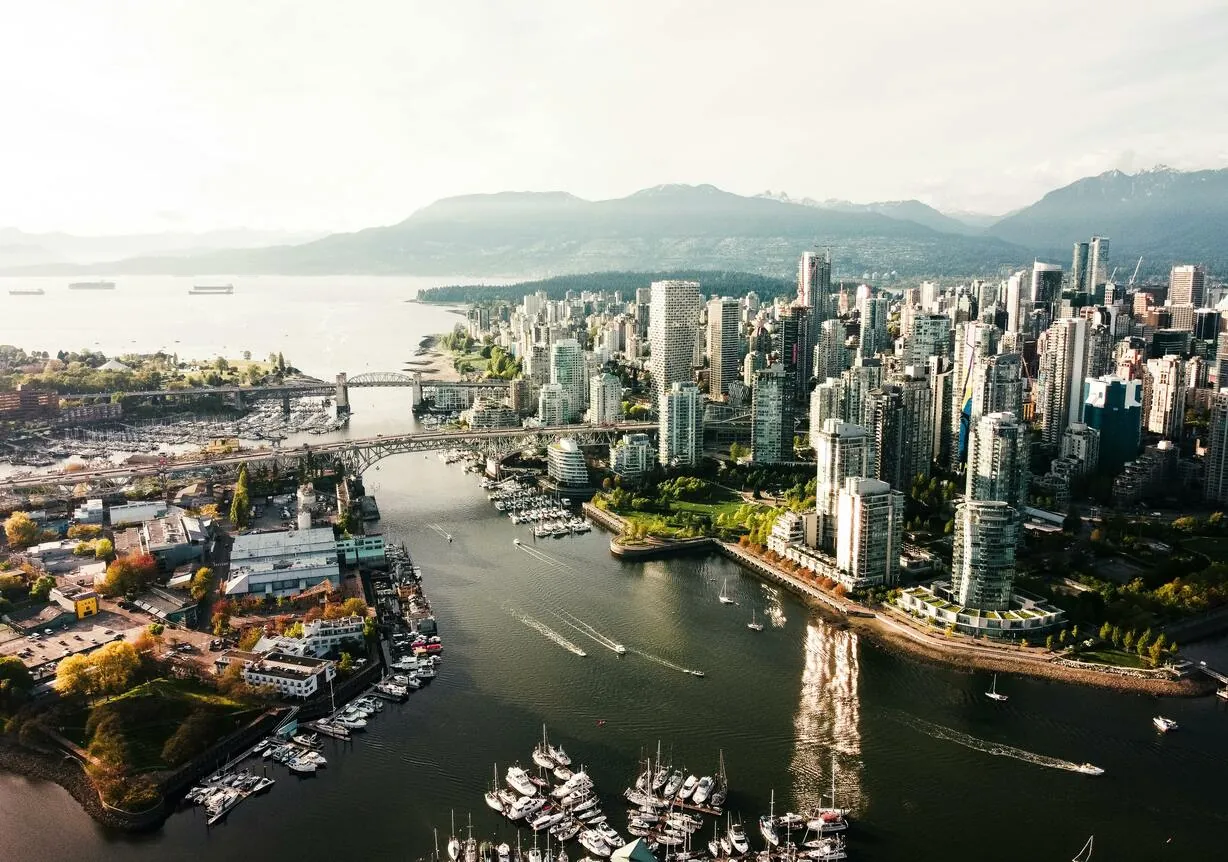 Aerial view of the Vancouver cityscape